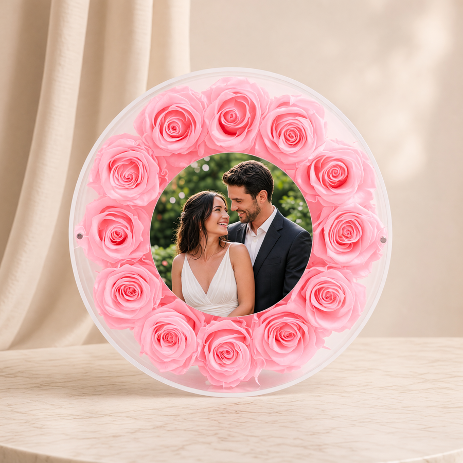 Personalized Preserved Rose Picture Frame — Halo Signature 10″