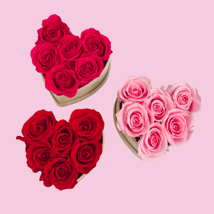Suede Heart-Shaped Box of Preserved Roses