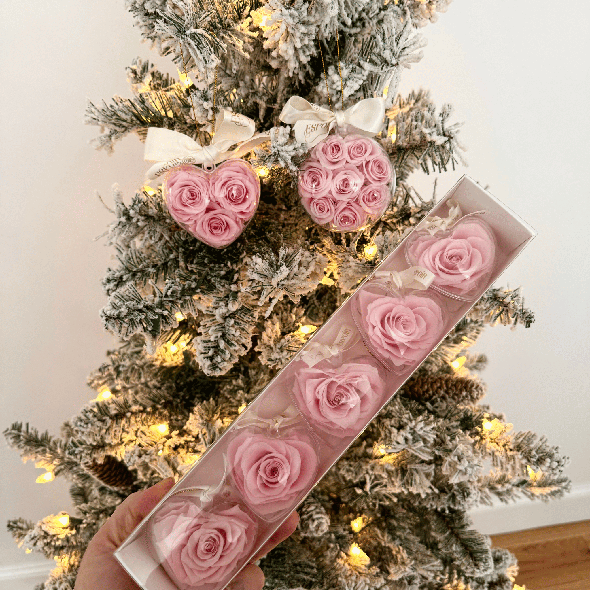 Heart-Shaped Preserved Rose Holiday Ornament