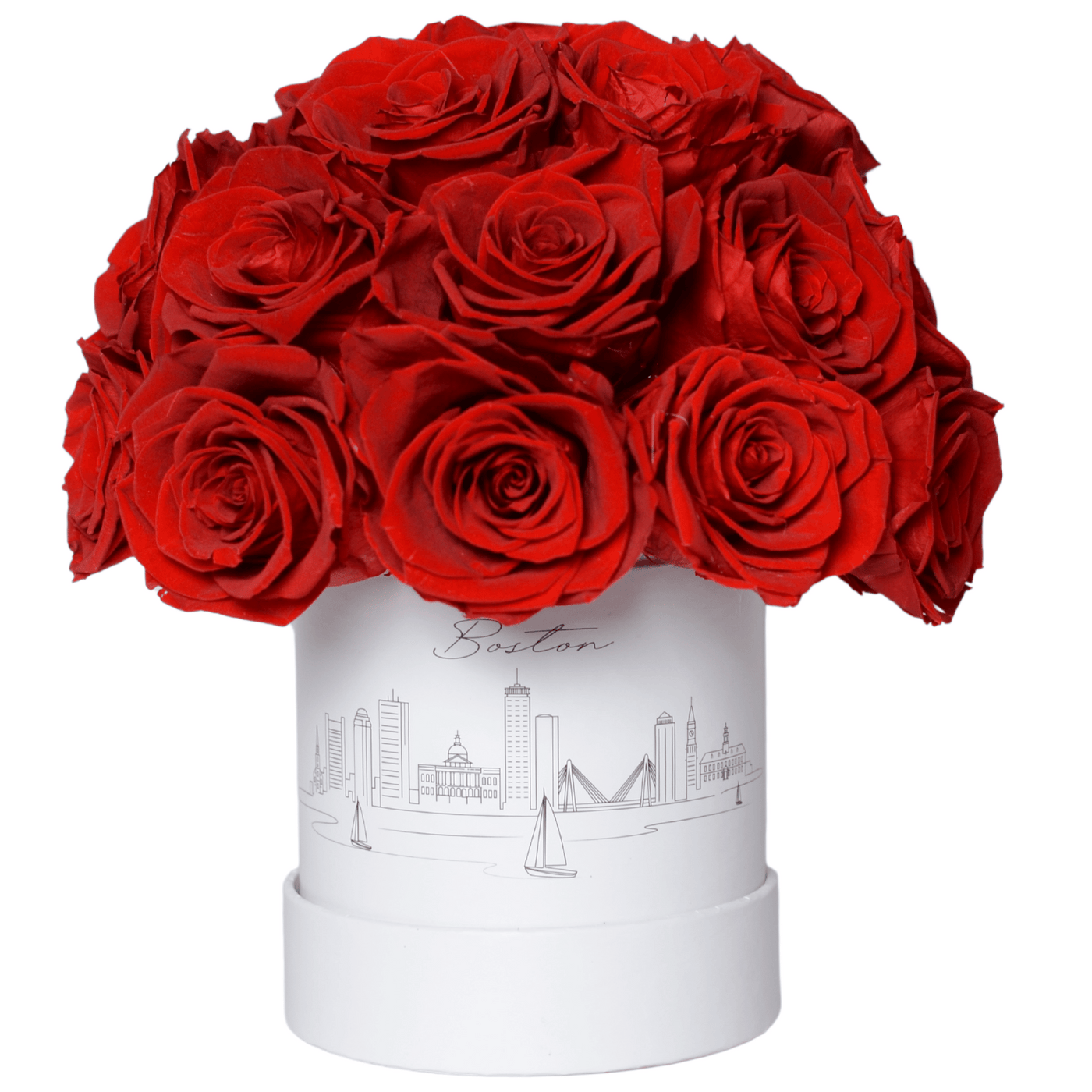 Boston Forever Rose Ball - Preserved Roses with Boston Skyline Design