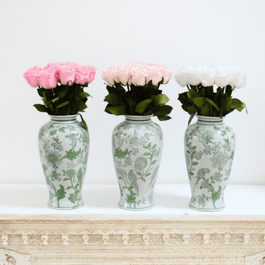 Eden Bloom Vase with 12 Preserved Roses