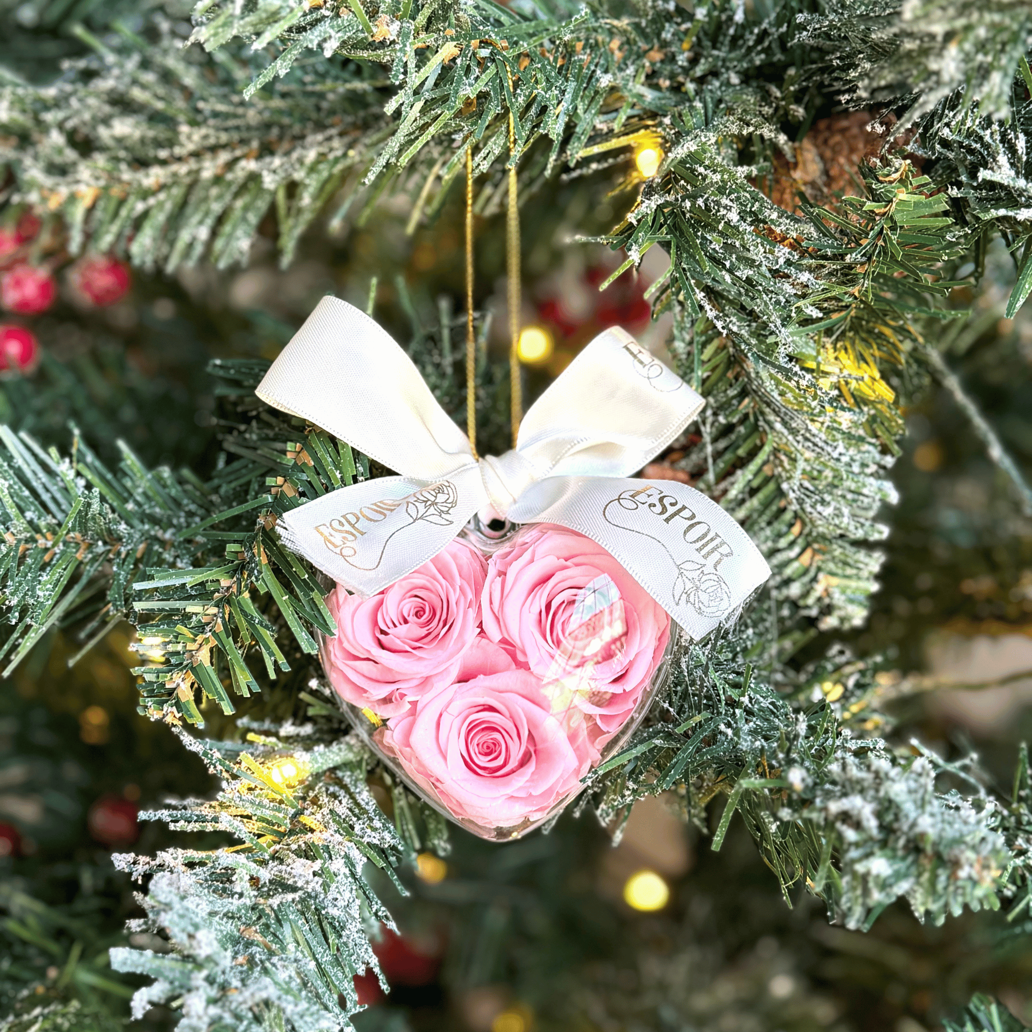 Heart-Shaped Preserved Rose Holiday Ornament