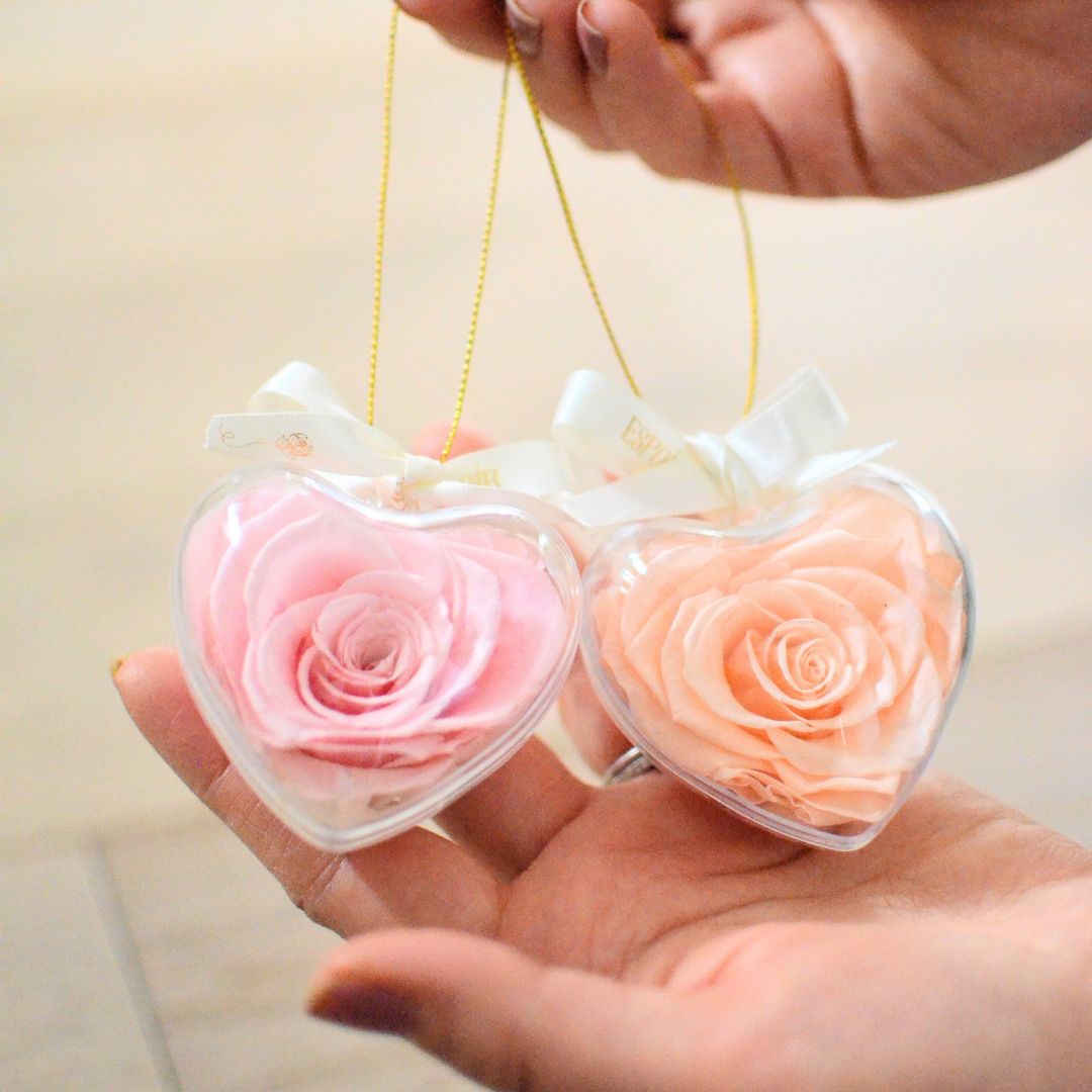 Heart-Shaped Preserved Rose Holiday Ornament