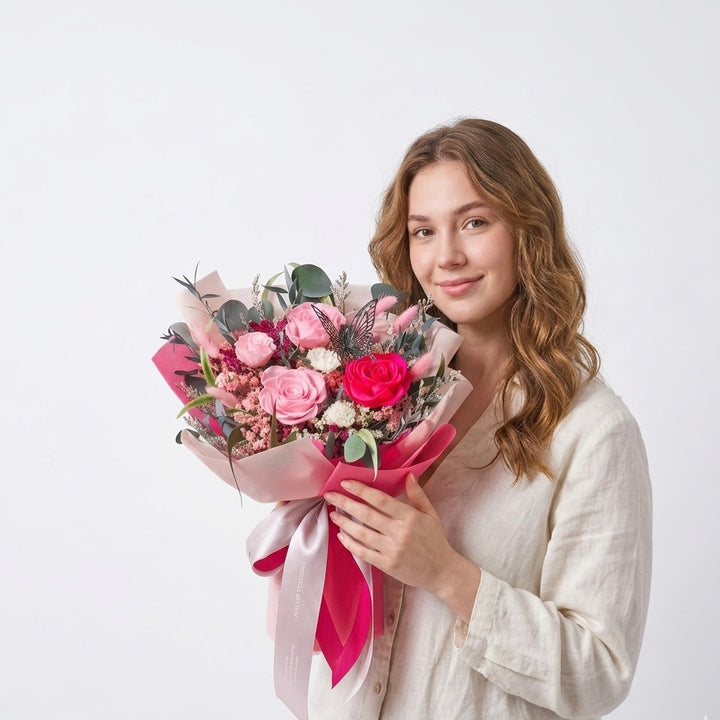 Rosy Butterfly Charm Bouquet