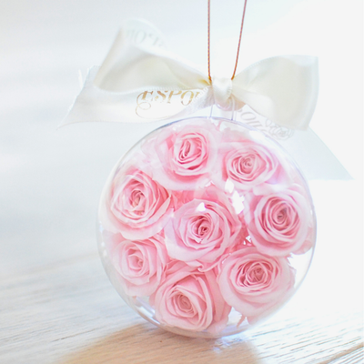 Round Holiday Preserved Rose Ornament