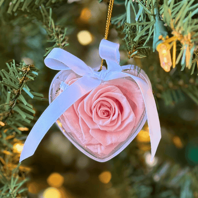 Heart-Shaped Preserved Rose Holiday Ornament