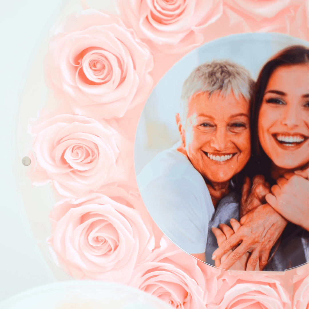 close up of preserved roses