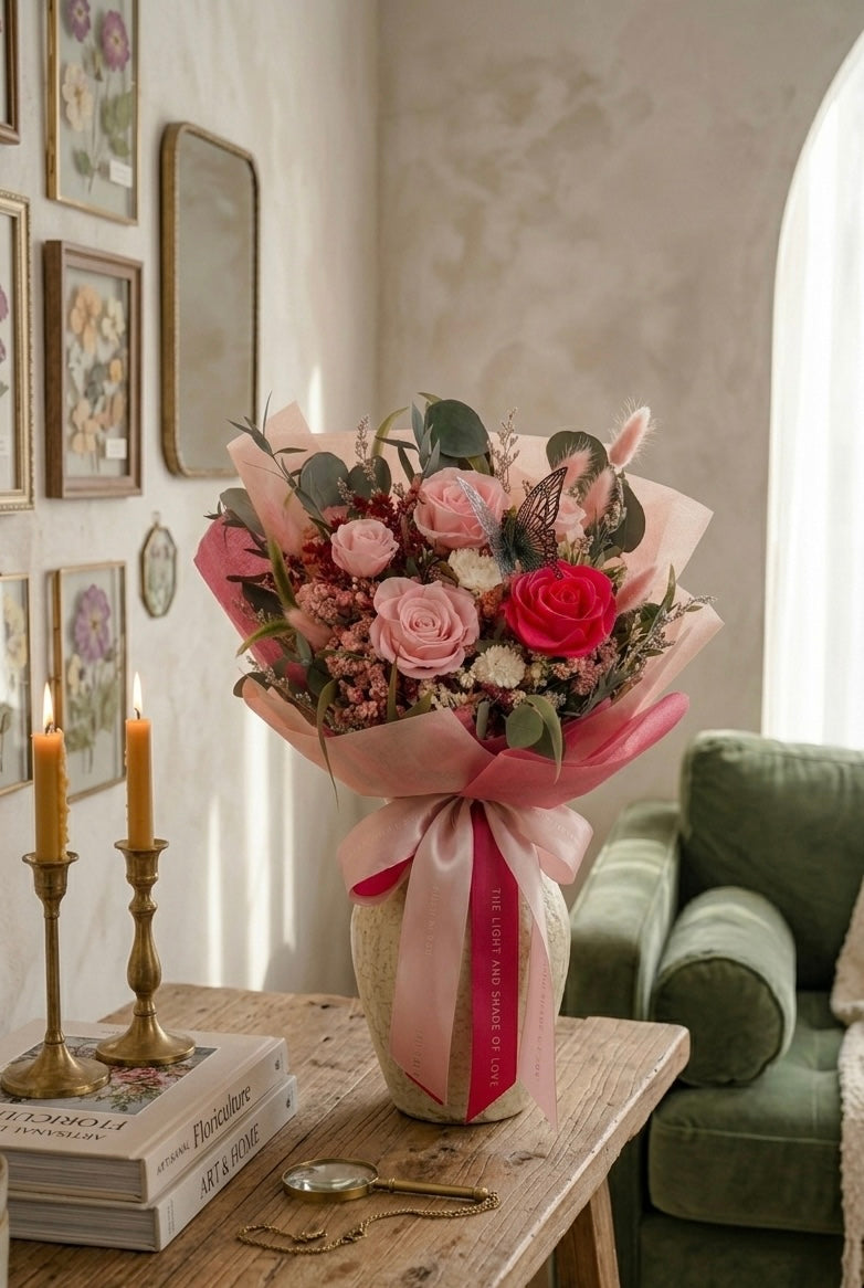 Rosy Butterfly Charm Bouquet