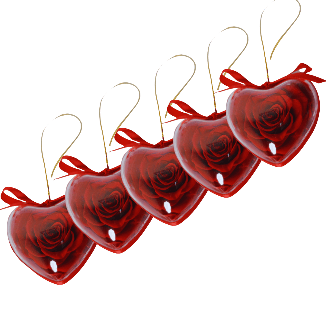 Heart-Shaped Preserved Rose Holiday Ornament