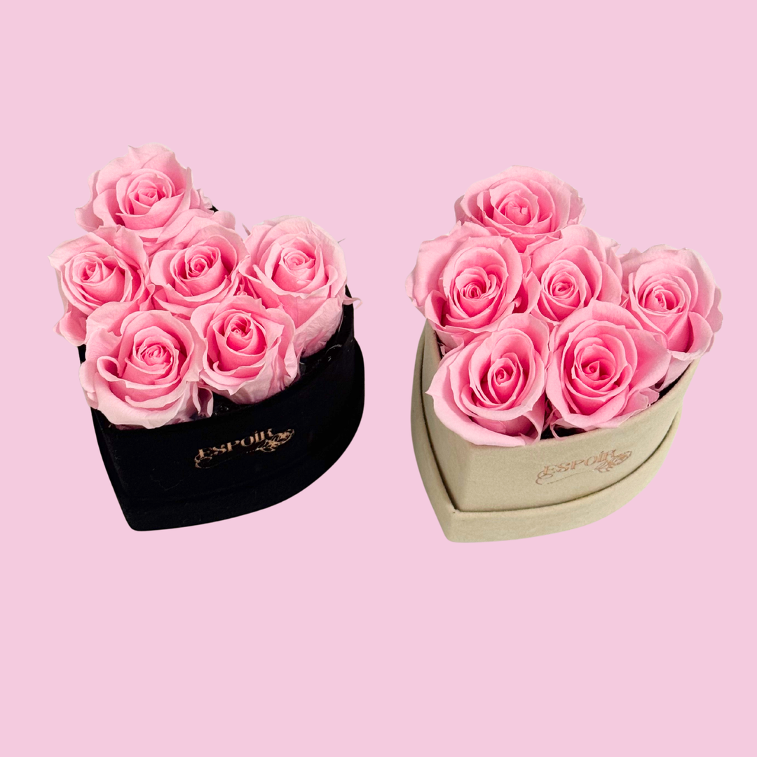 Suede Heart-Shaped Box of Preserved Roses
