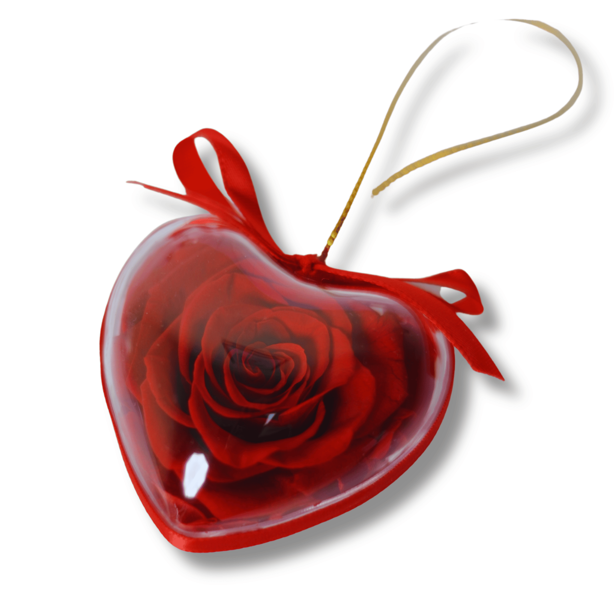 Heart-Shaped Preserved Rose Holiday Ornament