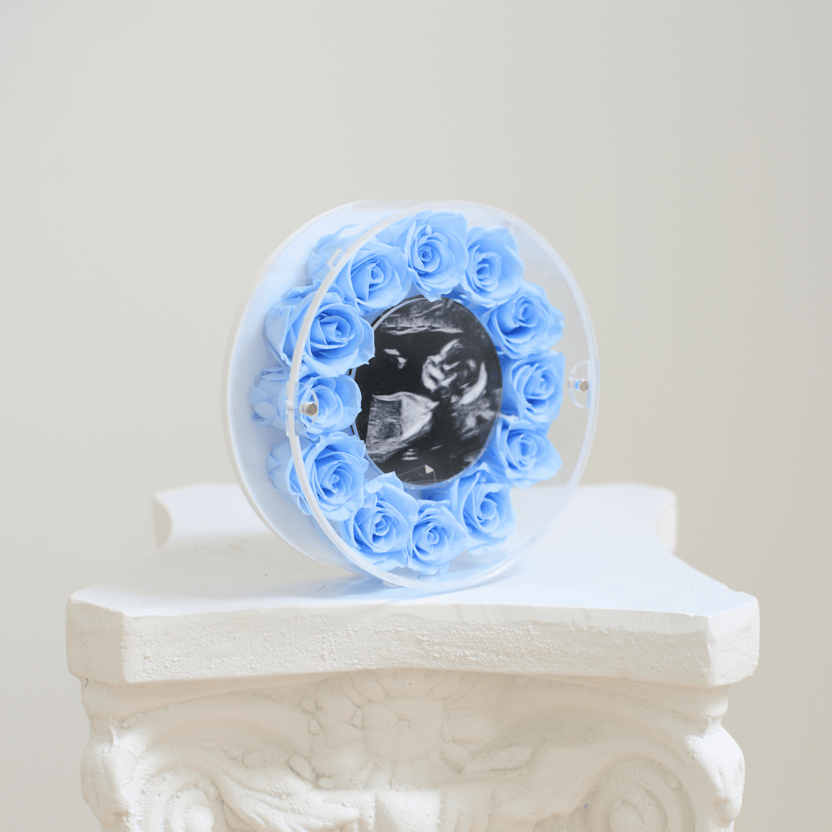 Small acrylic infinity rose picture frame for office desk