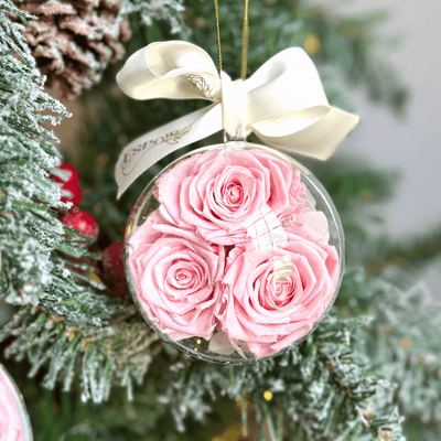 Round Holiday Preserved Rose Ornament