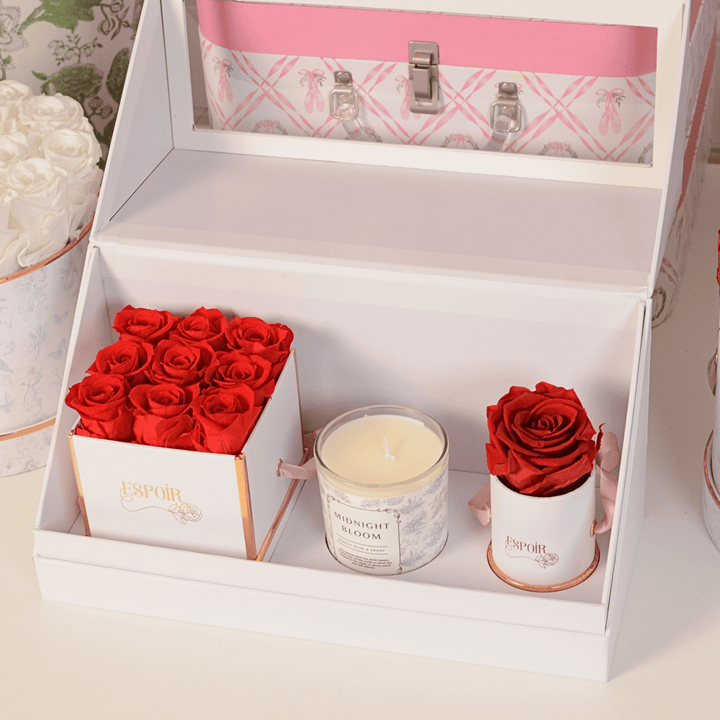 Preserved Roses + Candle Bundle  (3 Piece Set)