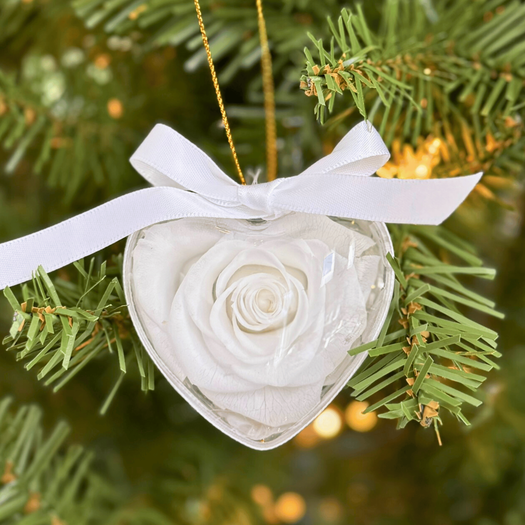 Heart-Shaped Preserved Rose Holiday Ornament