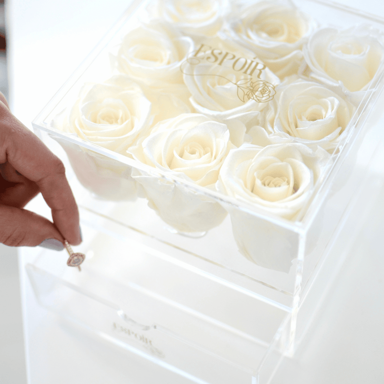 Rose Radiance - 9 acrylic jewelry bloom box