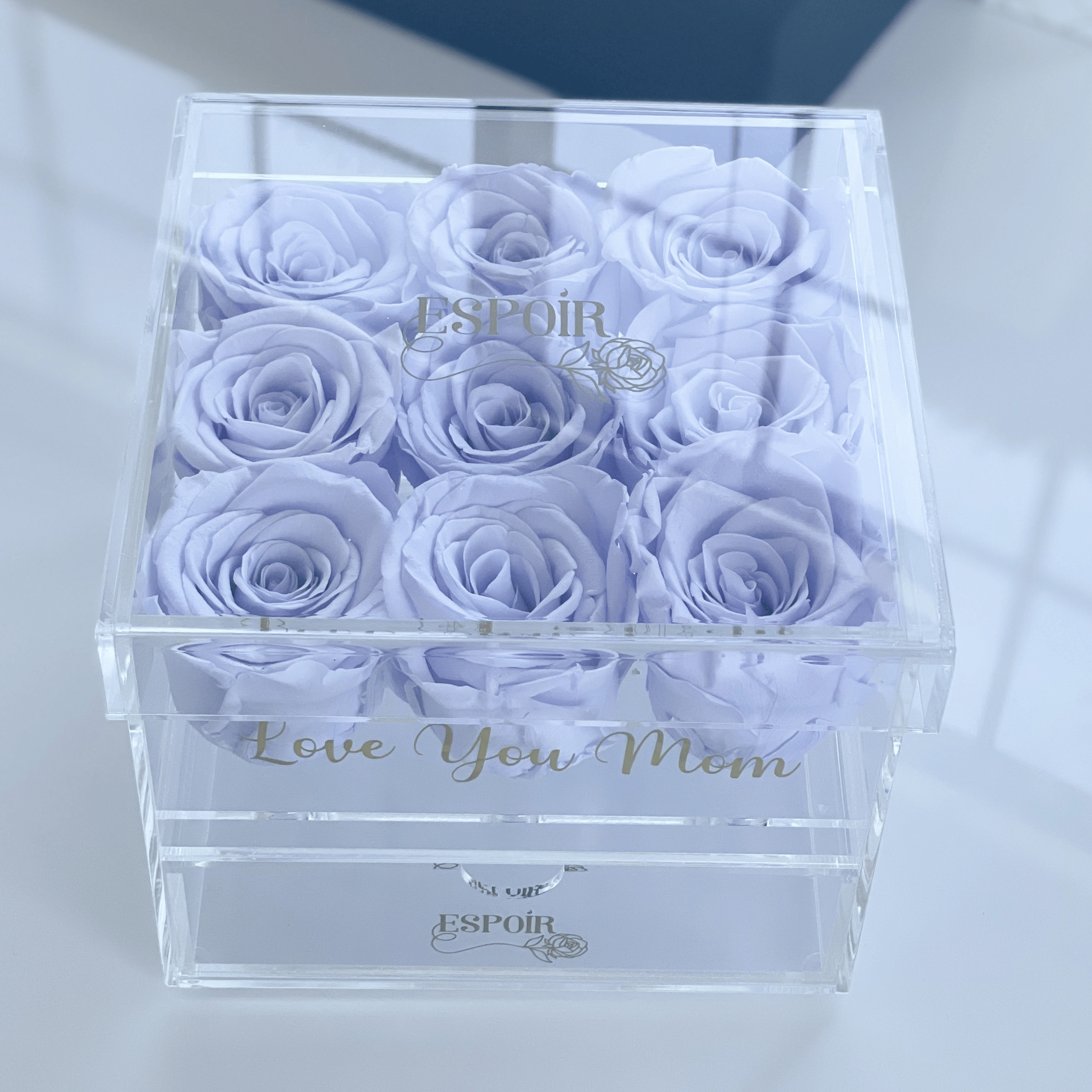 Rose Radiance - 9 acrylic jewelry bloom box