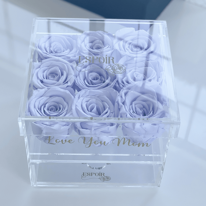 Rose Radiance - 9 acrylic jewelry bloom box