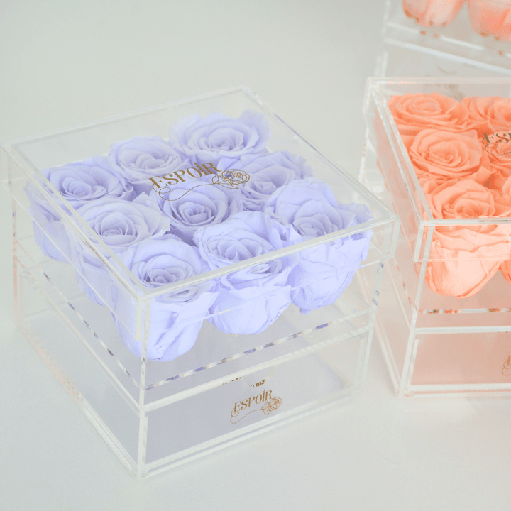 Rose Radiance - 9 acrylic jewelry bloom box