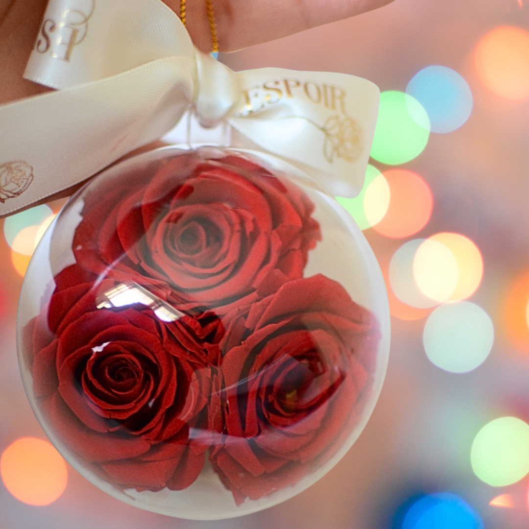 Round Holiday Preserved Rose Ornament