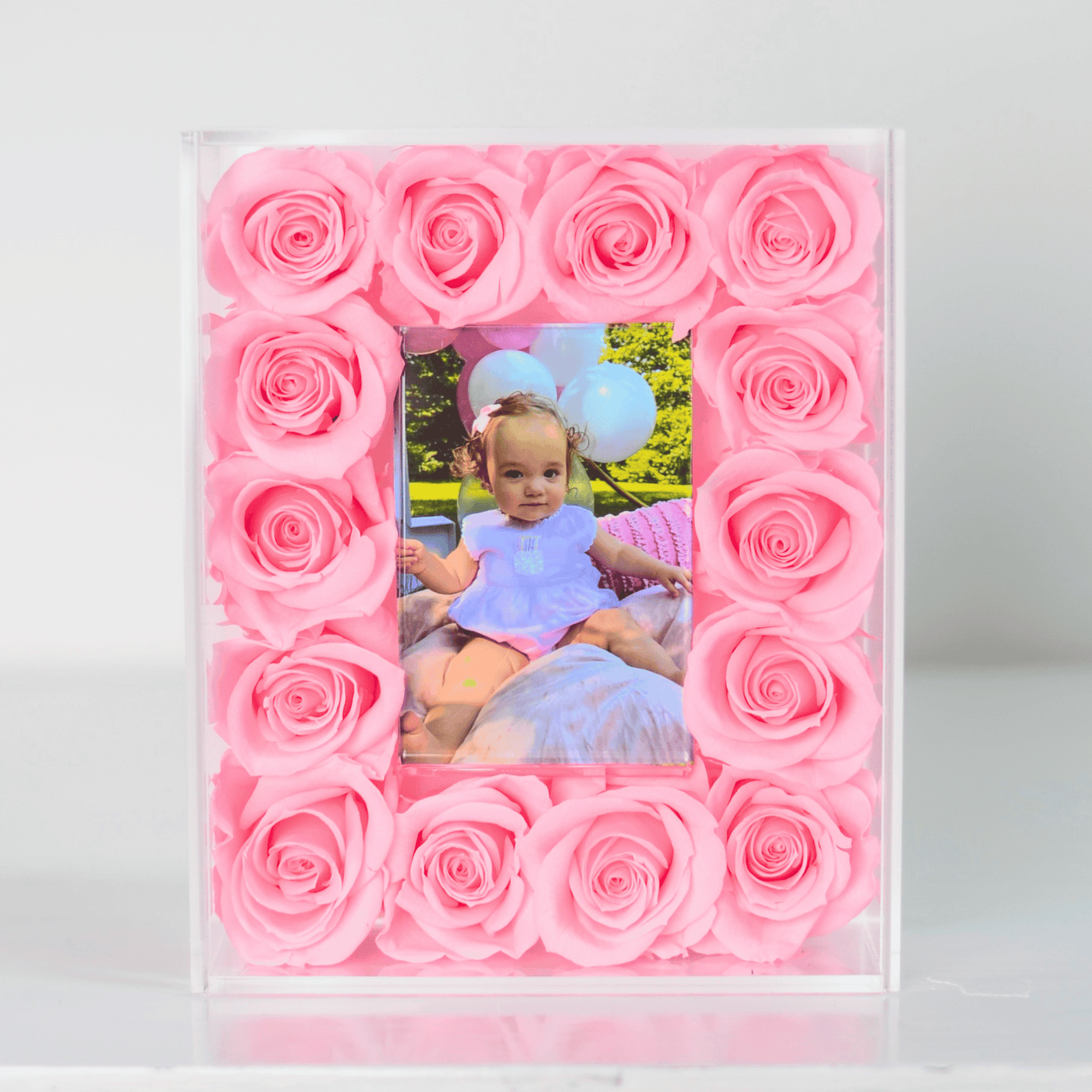 Infinite Rose Frame Compact Series: Premium Acrylic Picture Frame with Preserved Roses