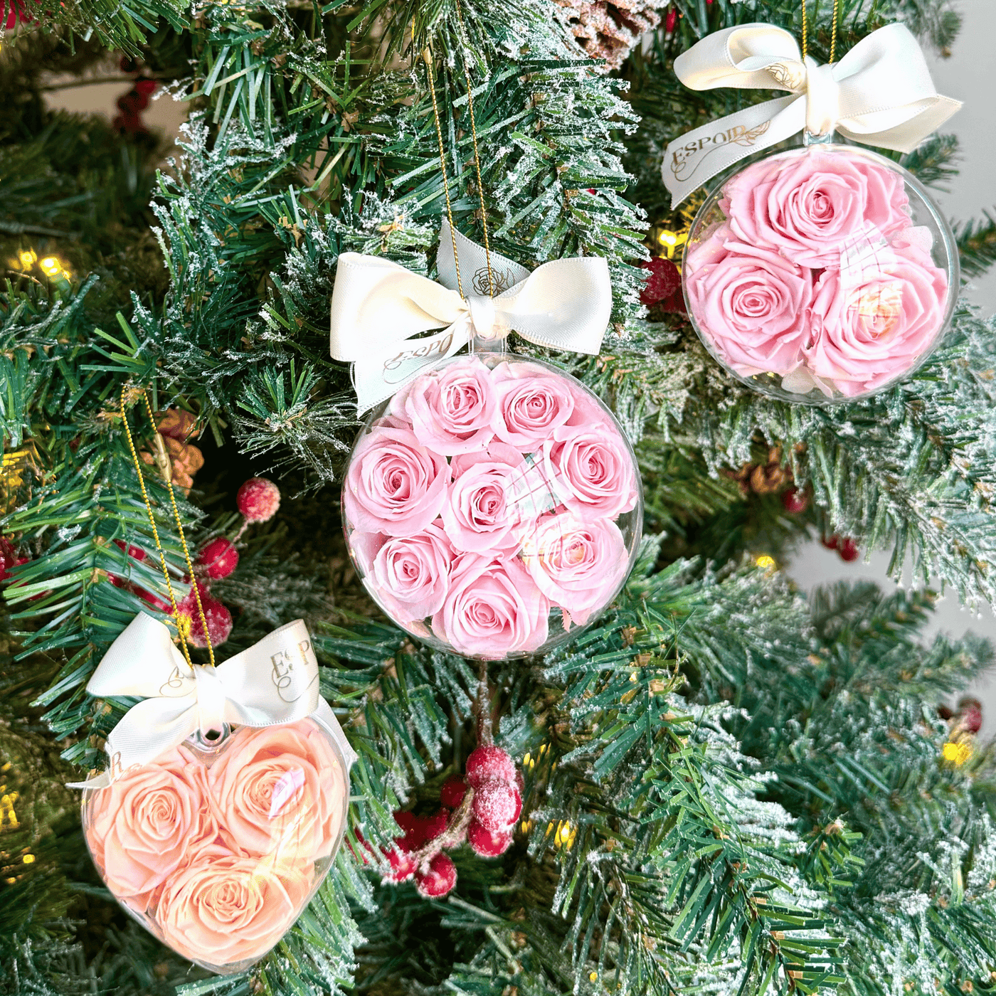 Heart-Shaped Preserved Rose Holiday Ornament