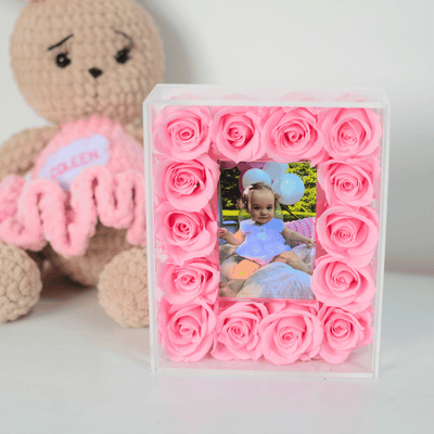 Infinite Rose Frame Compact Series: Premium Acrylic Picture Frame with Preserved Roses