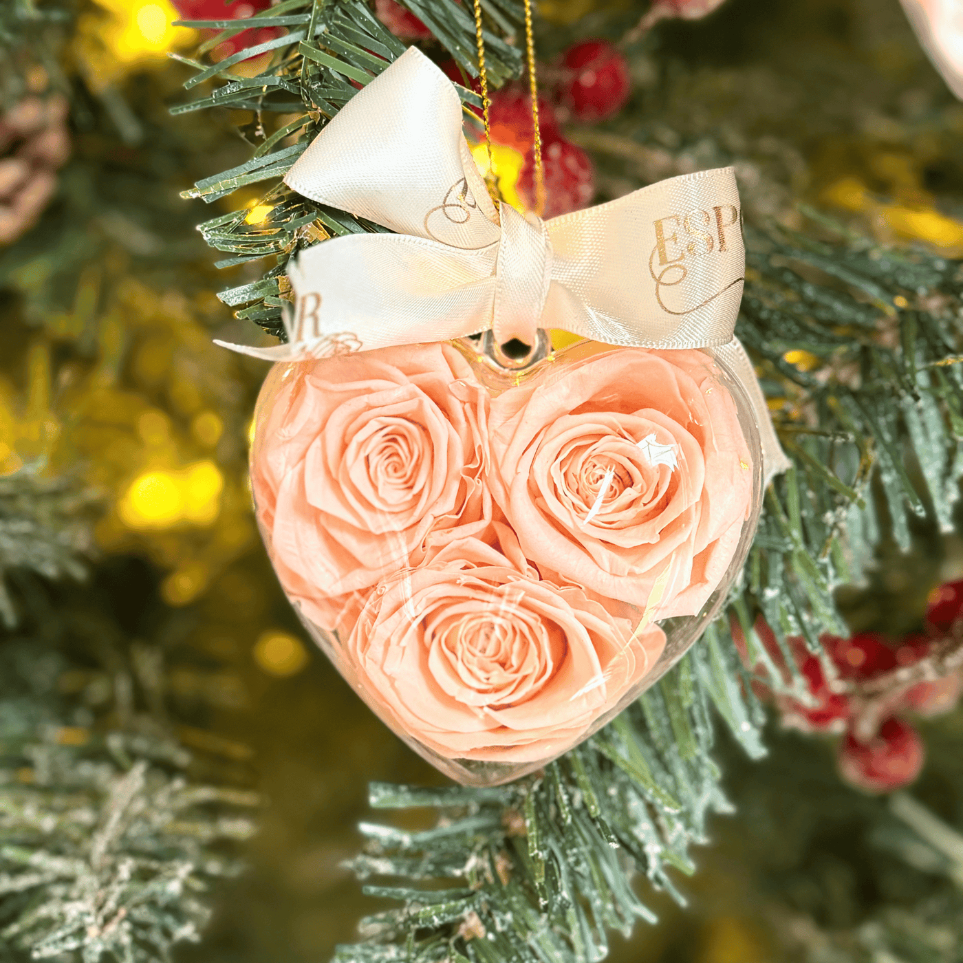 Heart-Shaped Preserved Rose Holiday Ornament