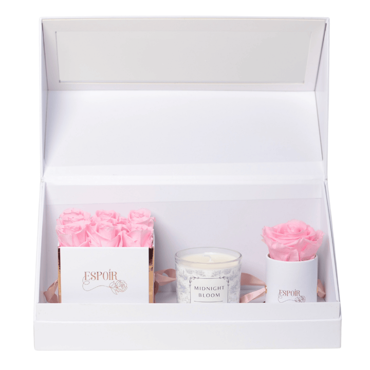 Preserved Roses + Candle Bundle  (3 Piece Set)