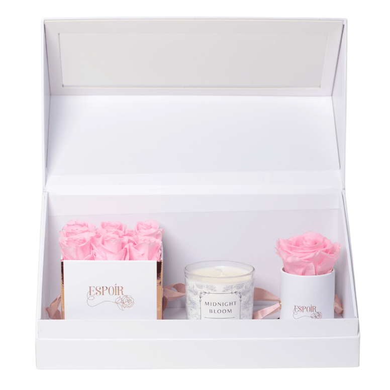 Preserved Rose & Candle Luxury Gift Set - Infinity Rose Bundle
