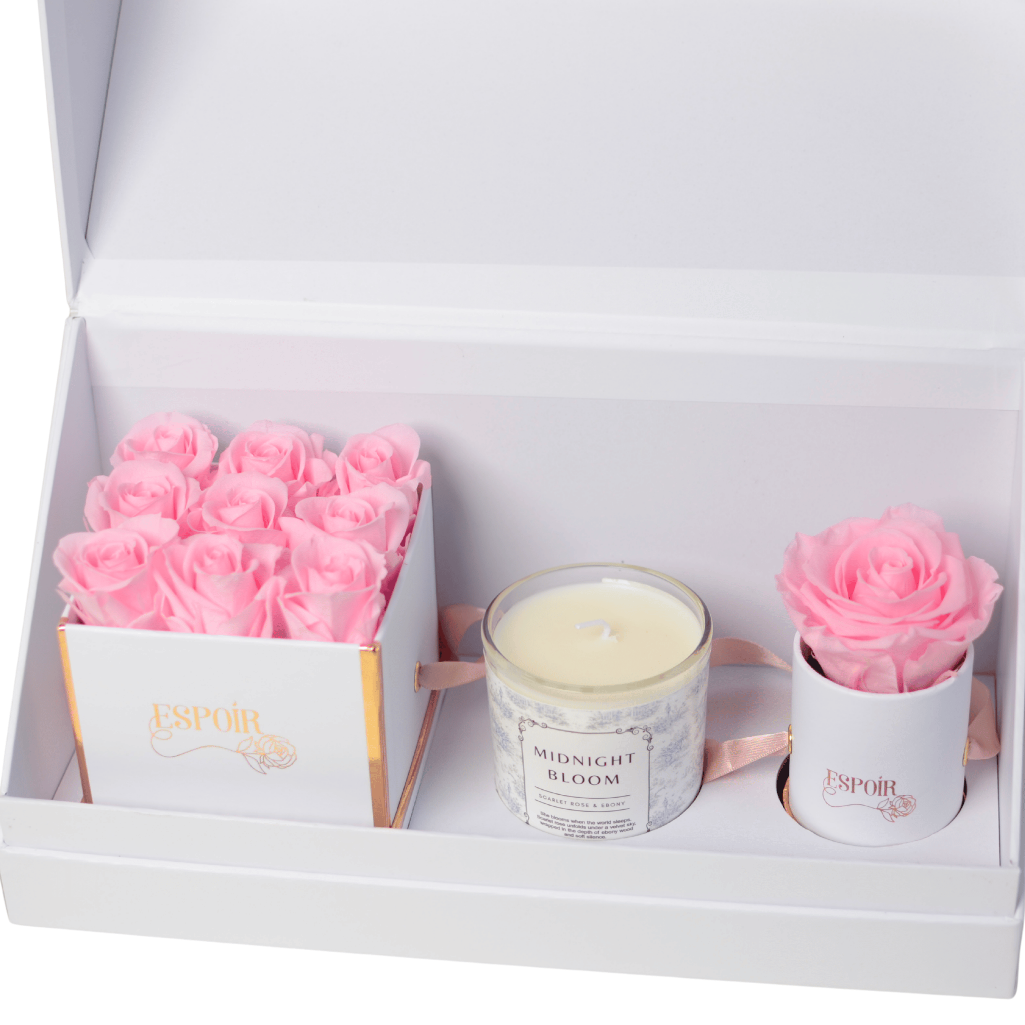 Preserved Rose & Candle Luxury Gift Set - Infinity Rose Bundle
