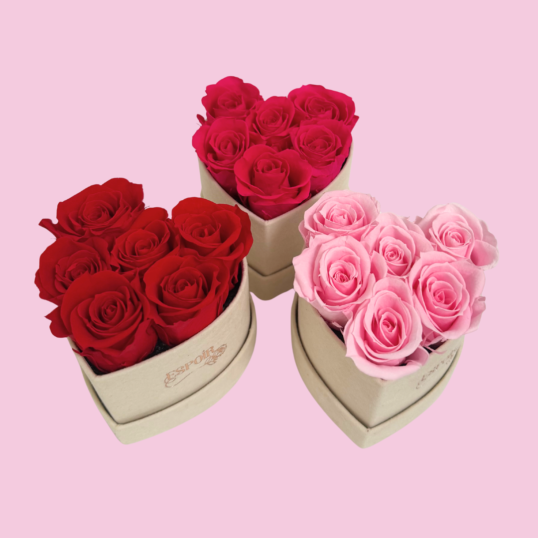 Suede Heart-Shaped Box of Preserved Roses