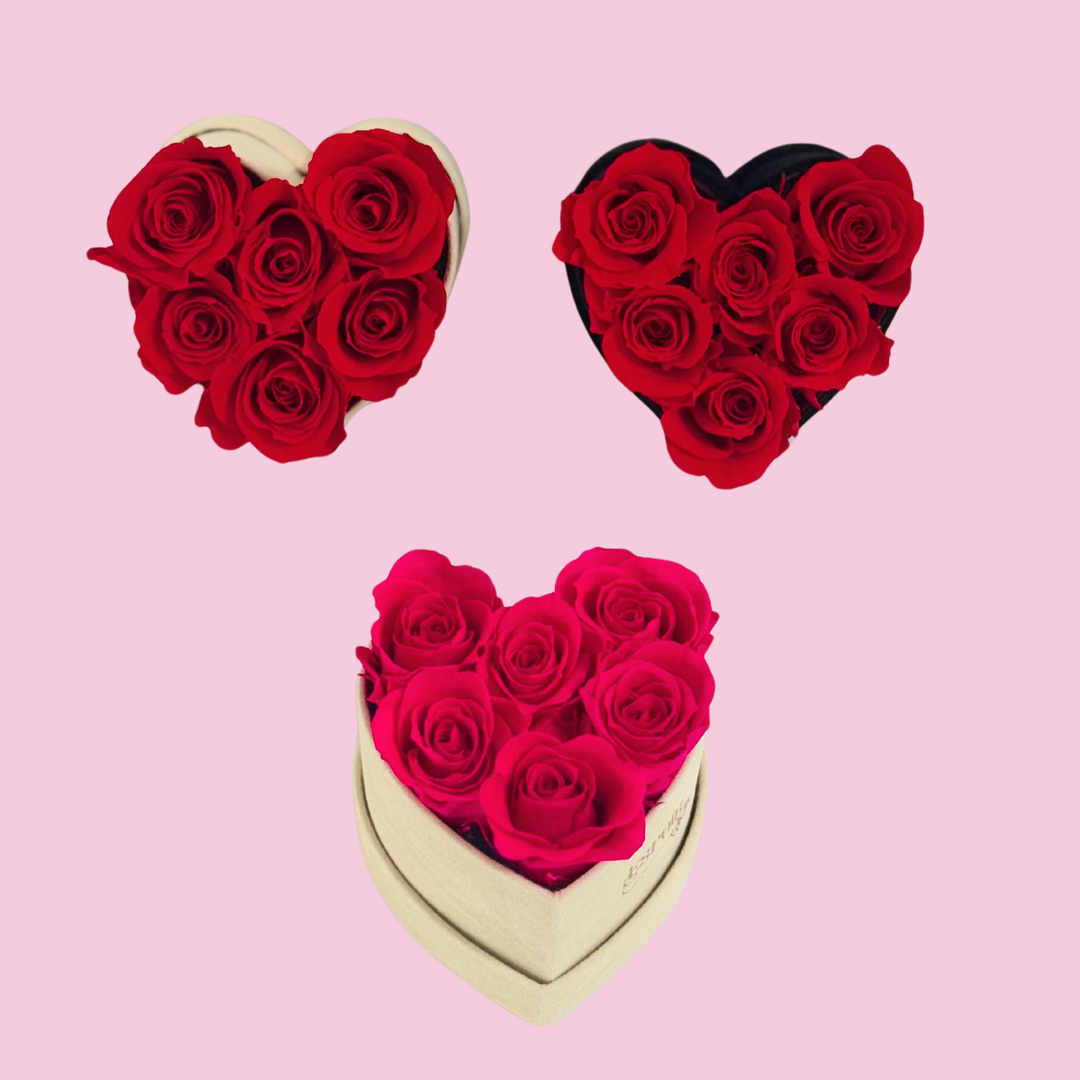 Suede Heart-Shaped Box of Preserved Roses