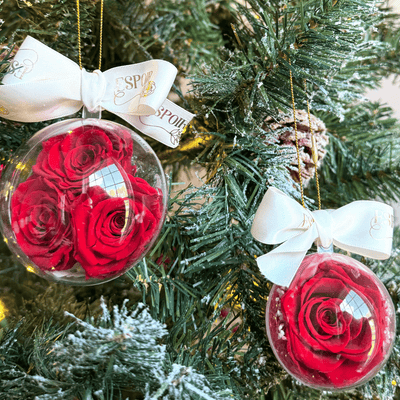 Round Holiday Preserved Rose Ornament