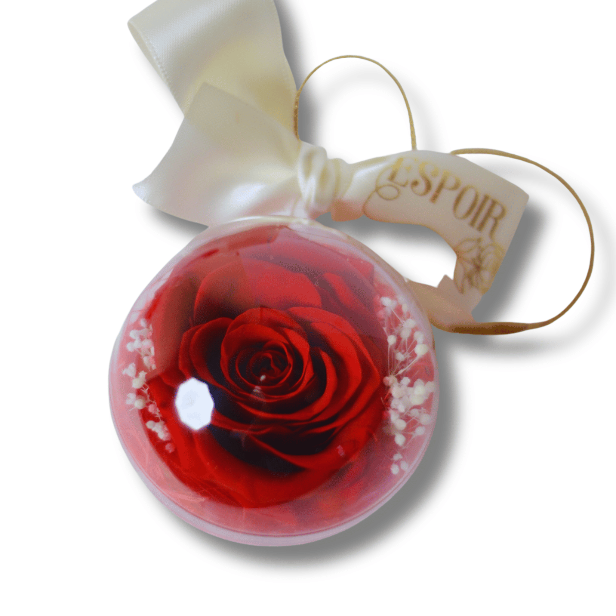 Round Holiday Preserved Rose Ornament