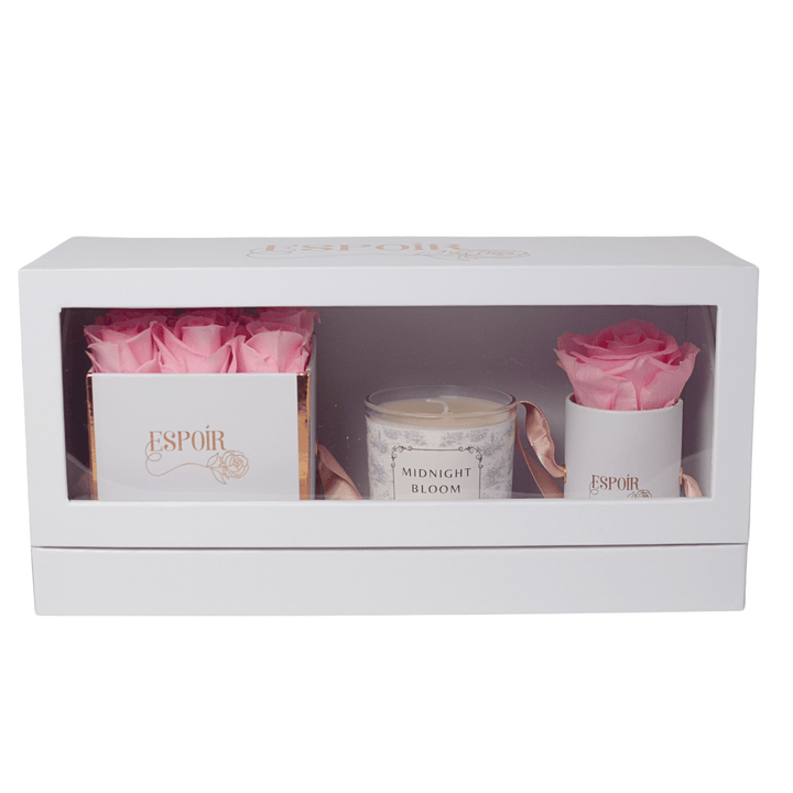 Preserved Roses + Candle Bundle  (3 Piece Set)