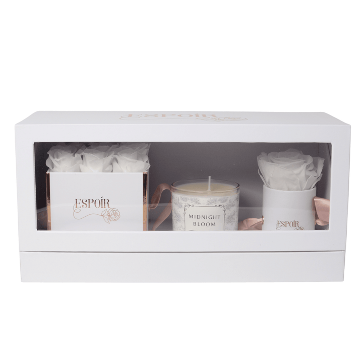 Preserved Roses + Candle Bundle  (3 Piece Set)