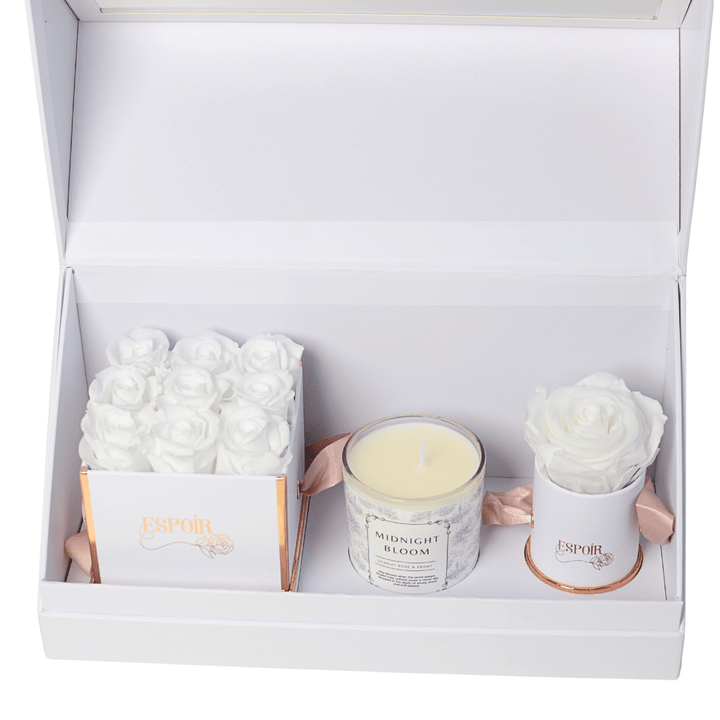 Preserved Roses + Candle Bundle  (3 Piece Set)