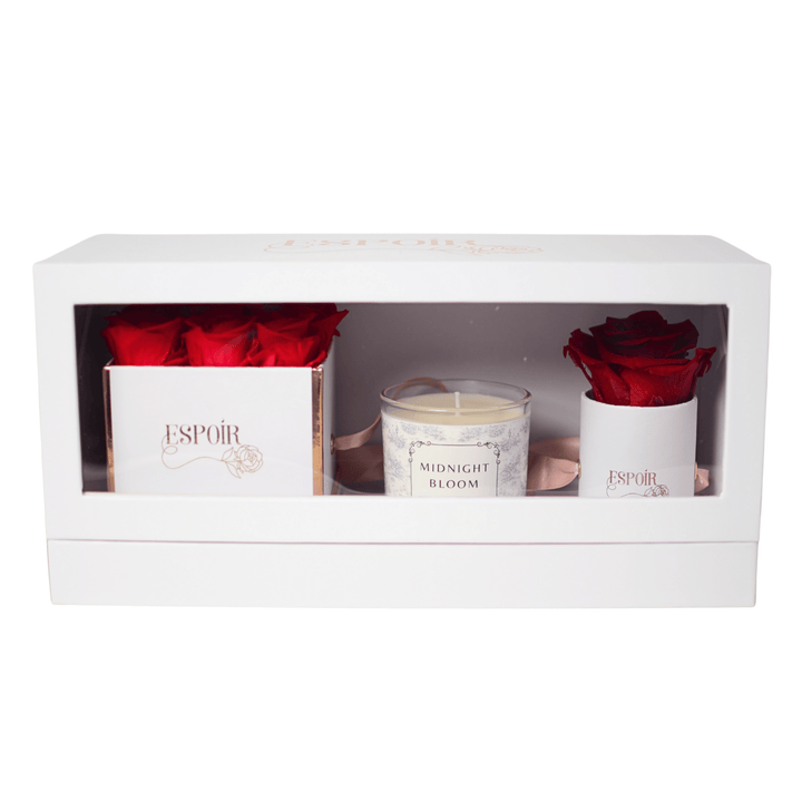 Preserved Roses + Candle Bundle  (3 Piece Set)