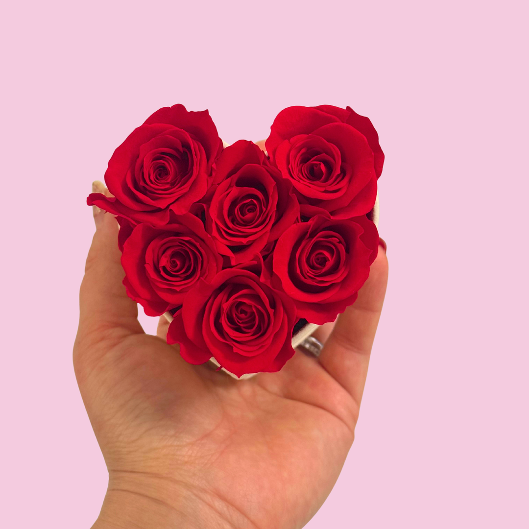 Suede Heart-Shaped Box of Preserved Roses