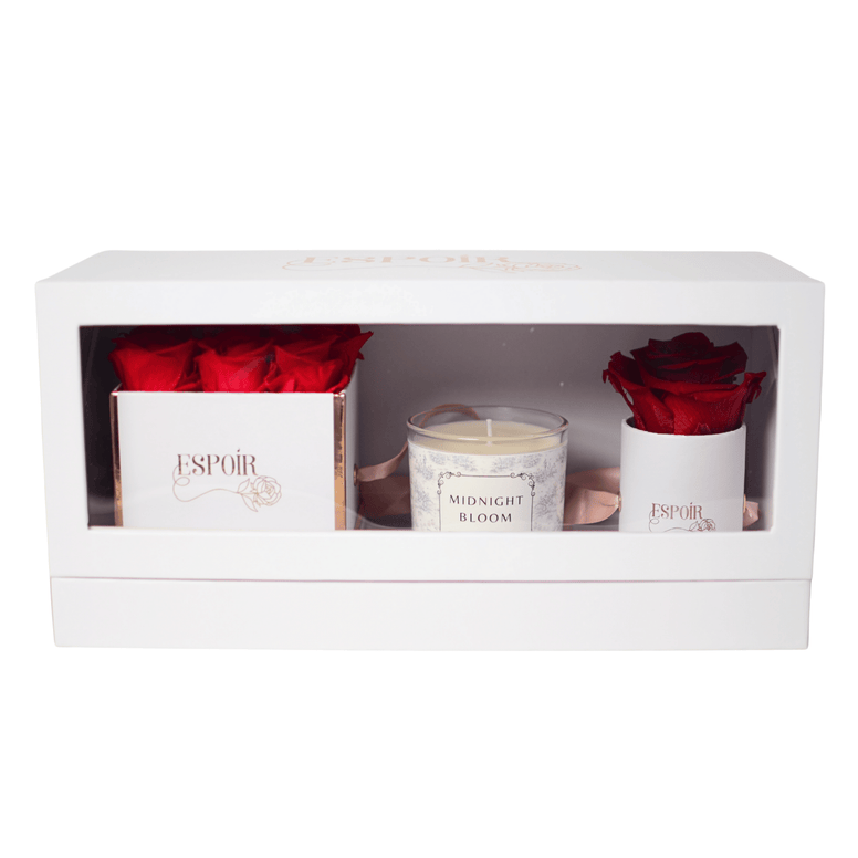 Preserved Rose & Candle Luxury Gift Set - Infinity Rose Bundle