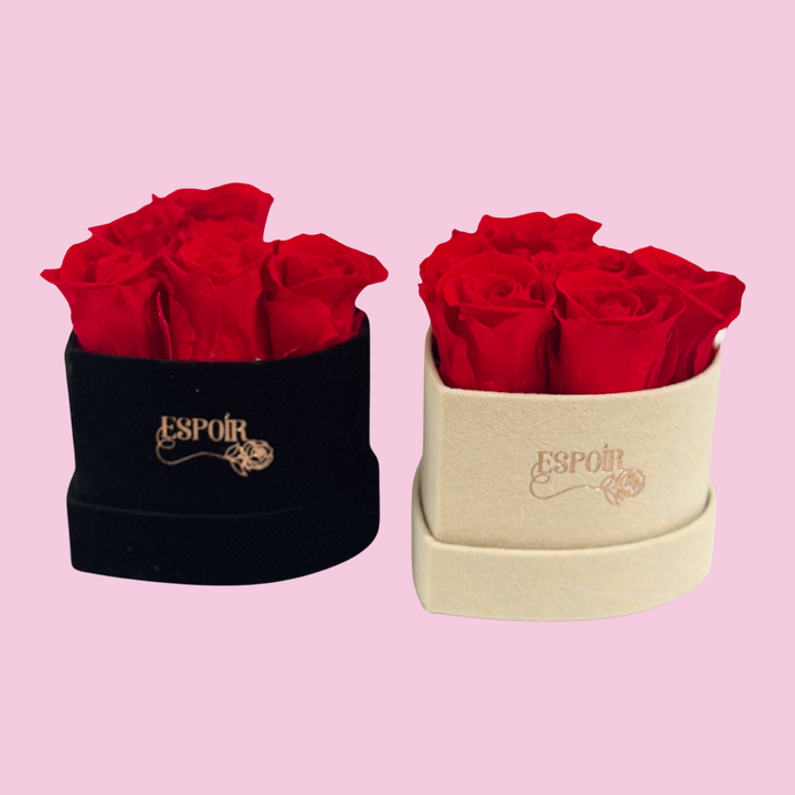 Suede Heart-Shaped Box of Preserved Roses