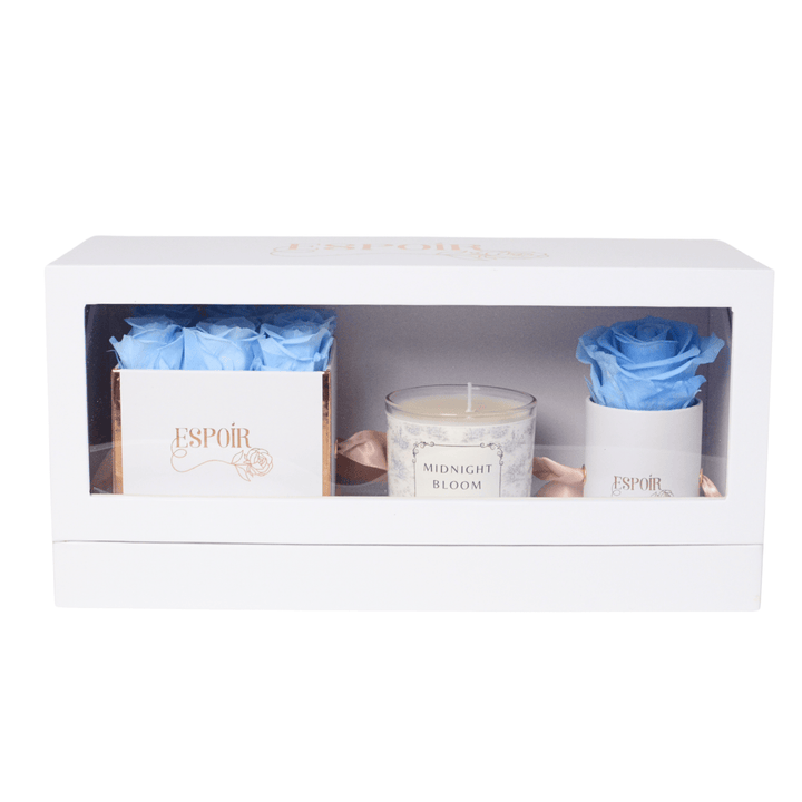 Preserved Roses + Candle Bundle  (3 Piece Set)