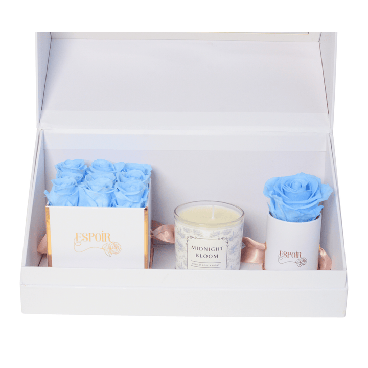 Preserved Roses + Candle Bundle  (3 Piece Set)