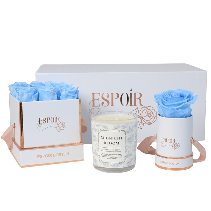 Preserved Roses + Candle Bundle  (3 Piece Set)