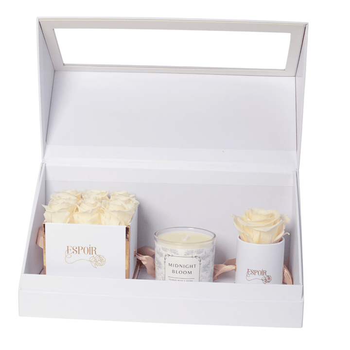 Preserved Roses + Candle Bundle  (3 Piece Set)