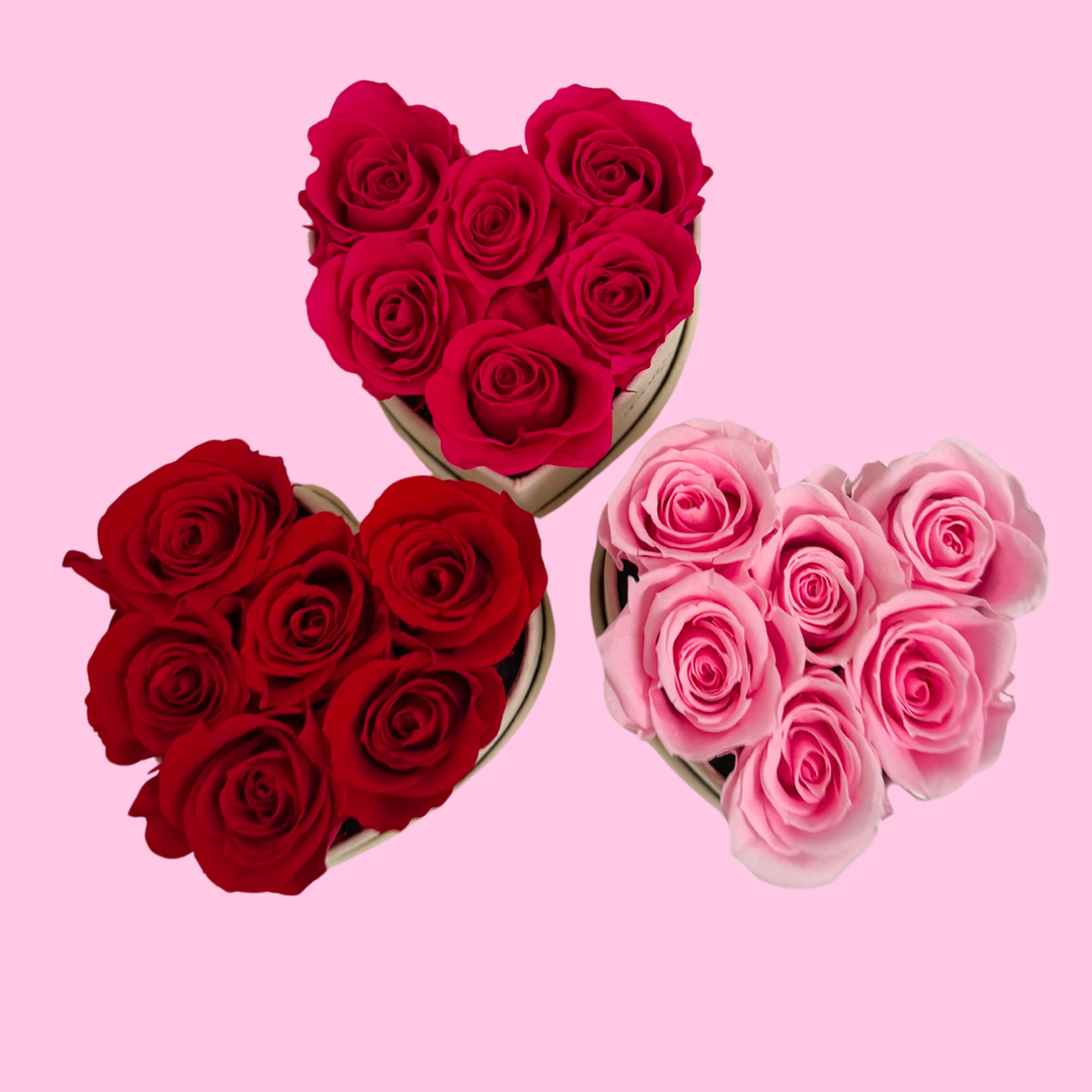 Suede Heart-Shaped Box of Preserved Roses