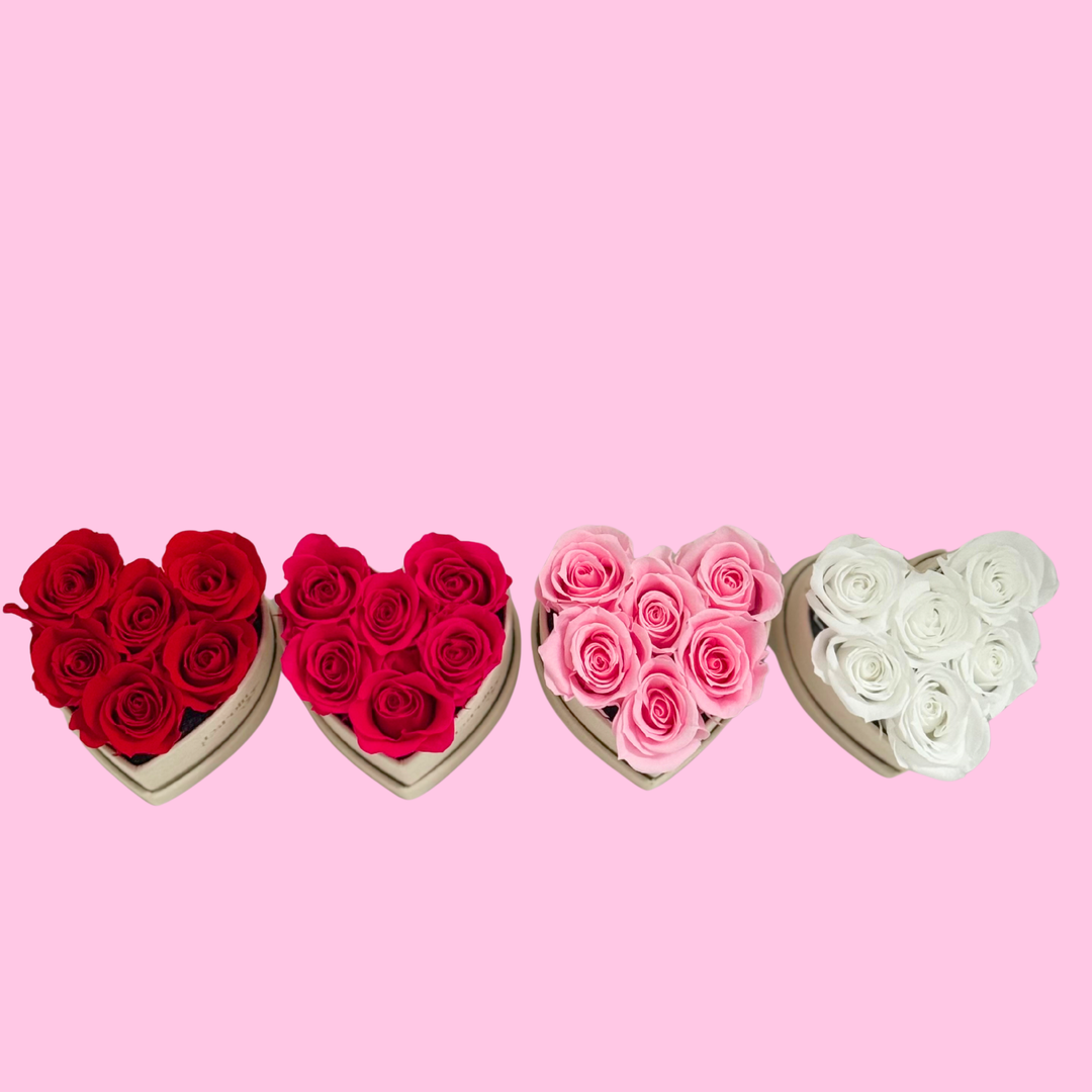 Suede Heart-Shaped Box of Preserved Roses