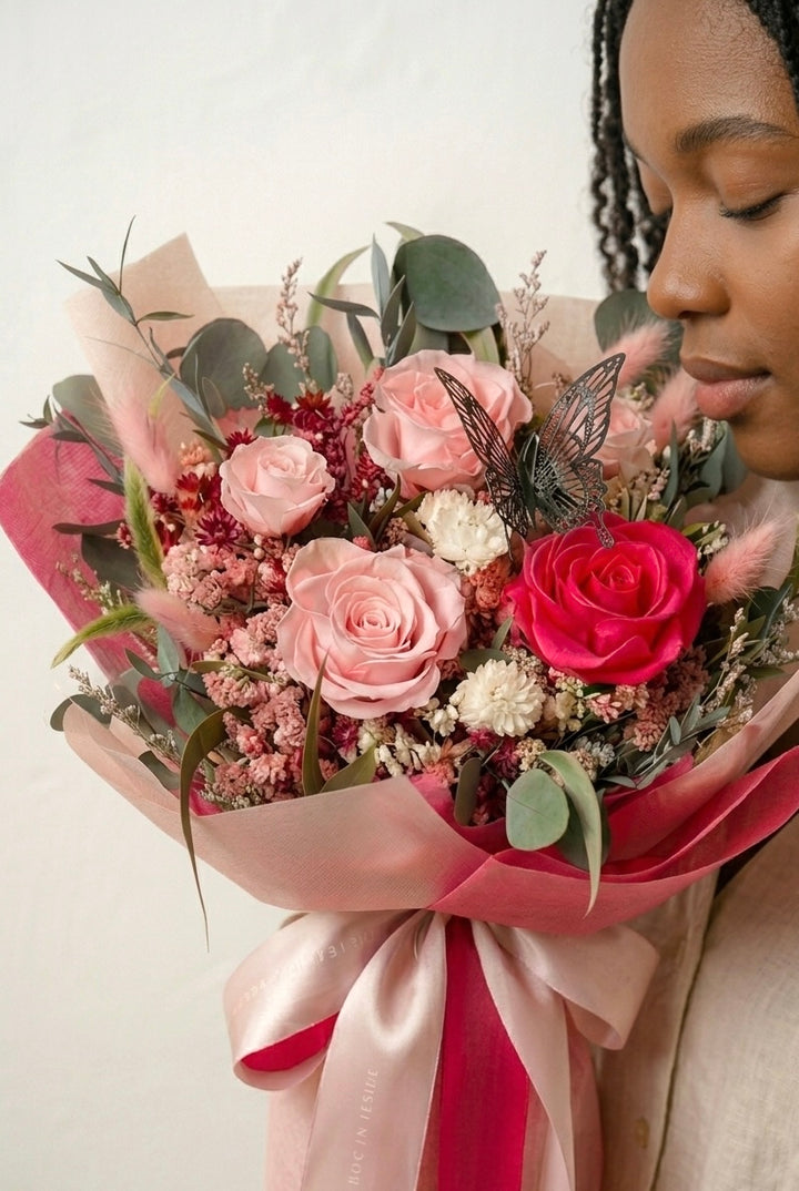 Rosy Butterfly Charm Bouquet