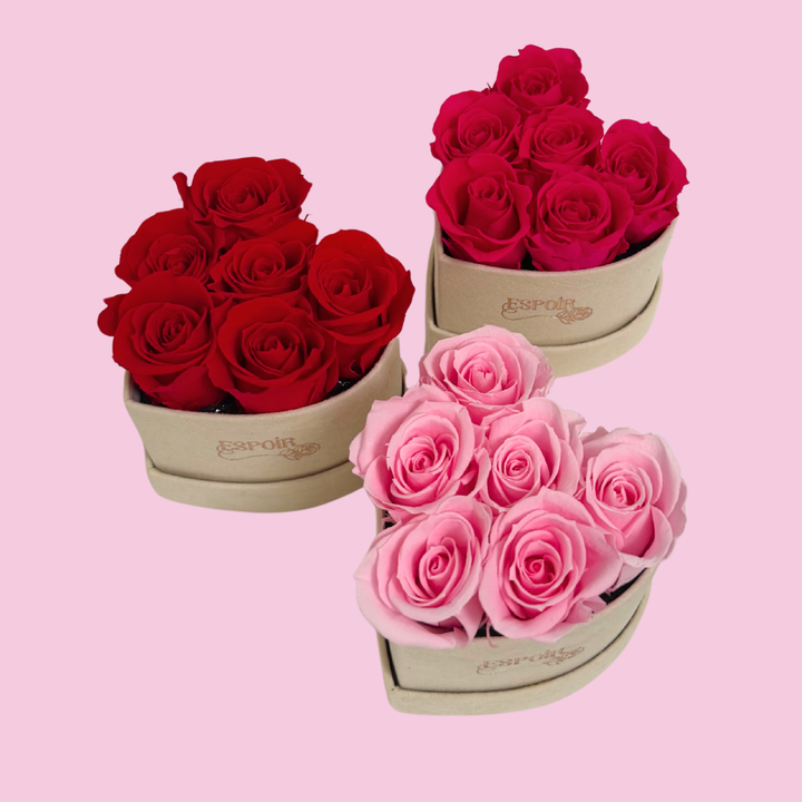 Suede Heart-Shaped Box of Preserved Roses